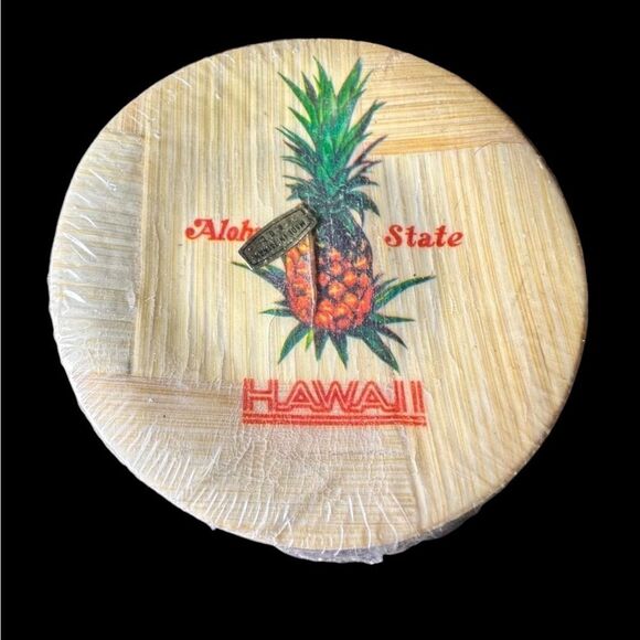 8 Vintage Hawaii Tiki Bar Bamboo Pineapple and 50th state Coasters NIP - Picture 7 of 7